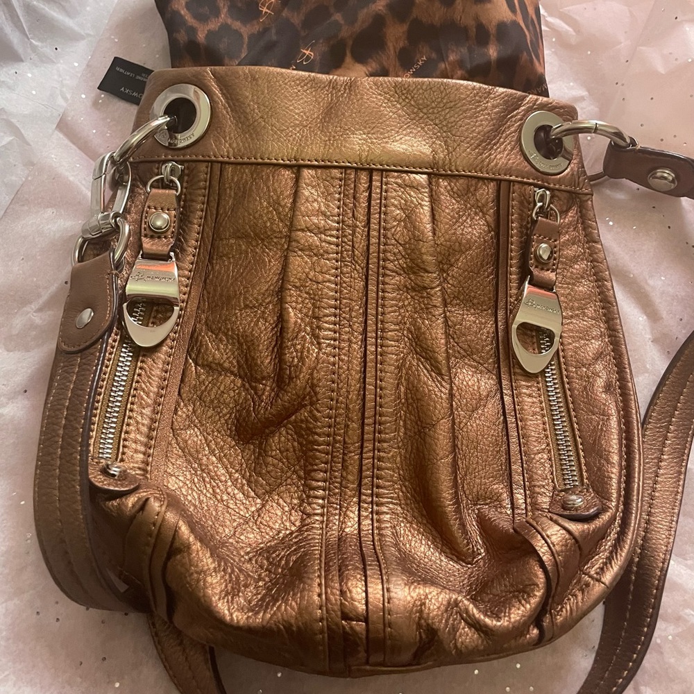 B. Makowsky Bronze Metallic Leather crossbody